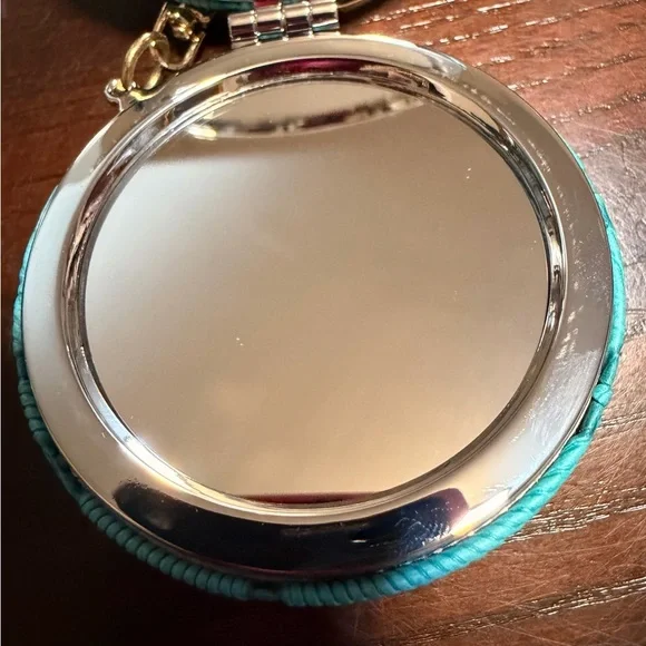 Turquoise Embossed Monogram Round Keychain - Picture 2 of 3